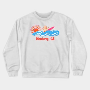 Monterey, CA - Original Retro Style Surf Beach Design Crewneck Sweatshirt